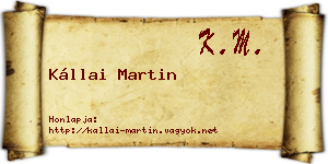 Kállai Martin névjegykártya