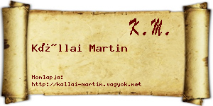 Kállai Martin névjegykártya